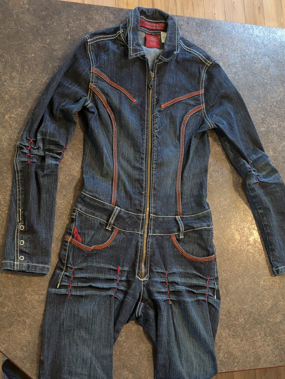 Parasuco Dark Blue Denim One-Piece Jacket-Style Jumpsuit